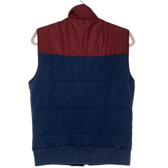 Aeropostale Navy Blue & Maroon Button Up Woven Quilted Vest w/ Pockets Size S/P - Picture 3 of 6